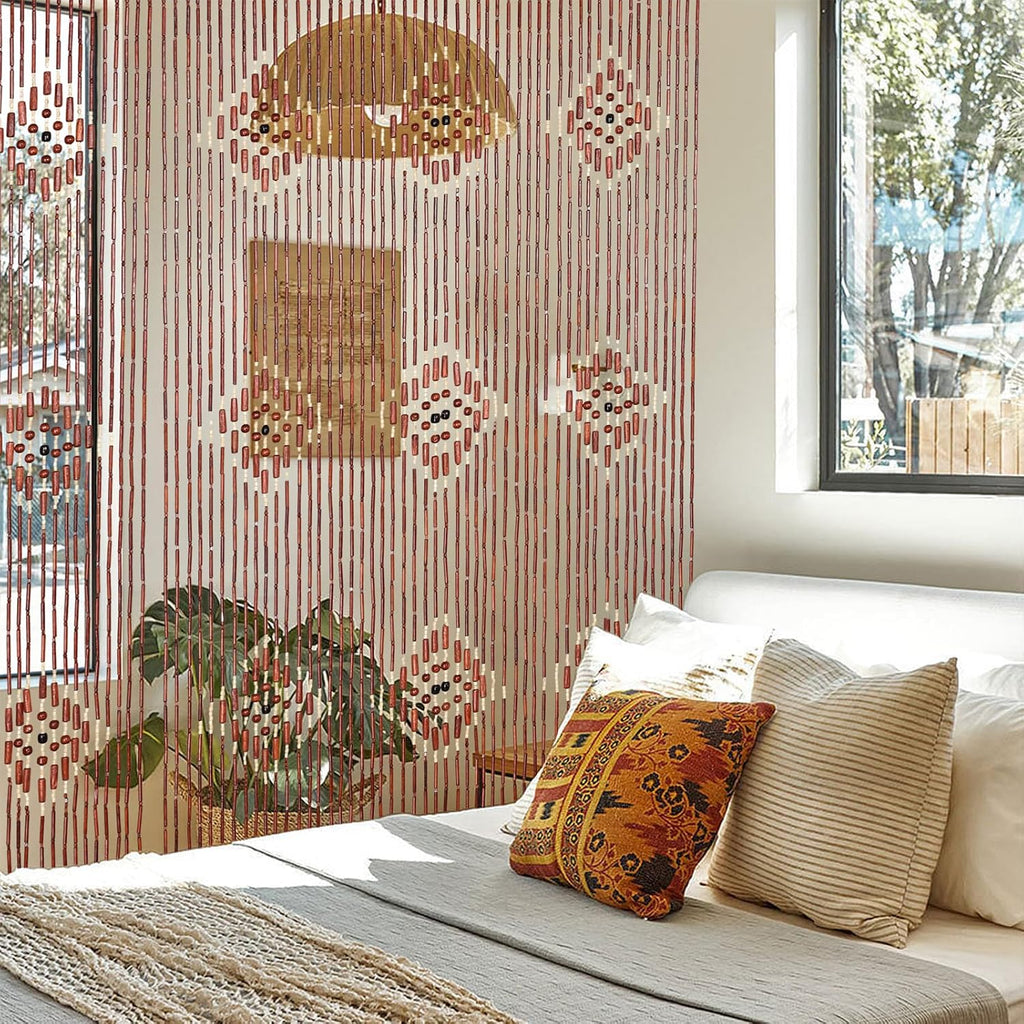 bamboo beaded curtains for doorways boho bead curtain showing dimensions