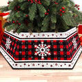 Christmas Tree Collar, Red Christmas Tree Collar, Buffalo Plaid Christmas Trees Skirt, Square Christmas Trees Ring, Foldable Hexagon Xmas Tree Skirt, Snowflake Decor for Holiday Party Home, 31 inch