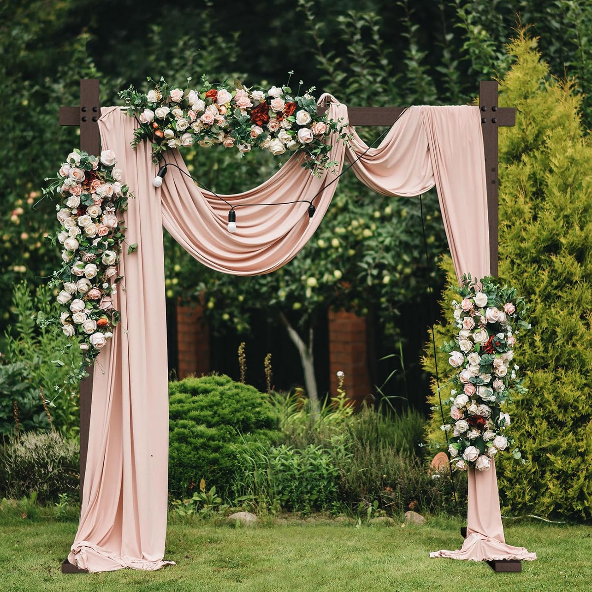 Wedding Arch -7.48FT Square Wooden Wedding Arches for Ceremony, Wood Arbor Ba...