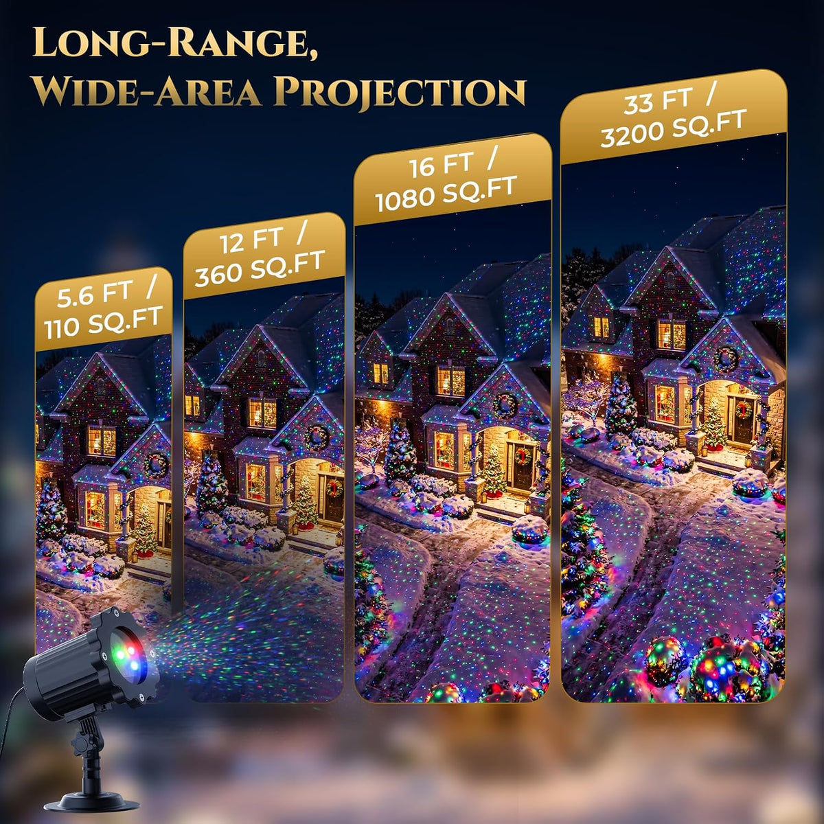 christmas laser light outdoor, 12 effect firefly christma, side view