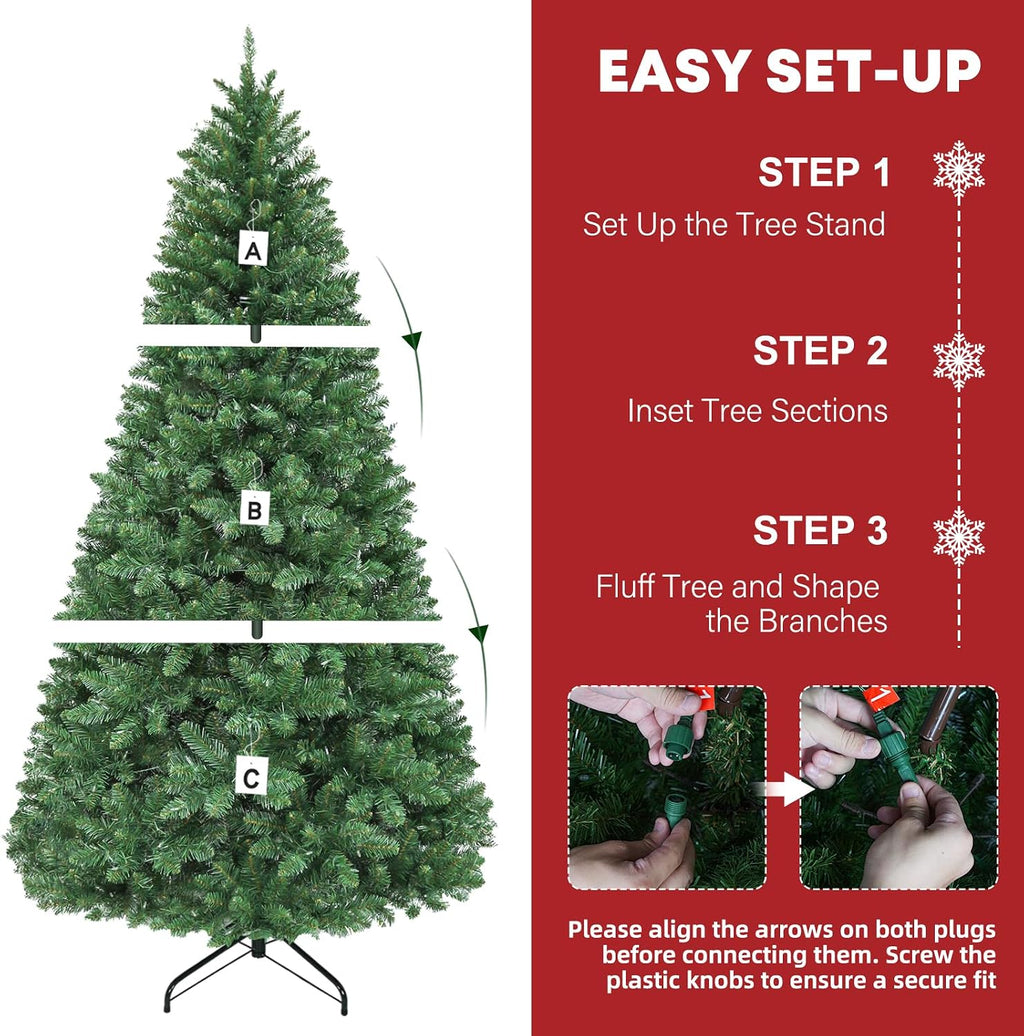 hykolity 7.5 ft prelit christmas tree with 1,450, front angle view