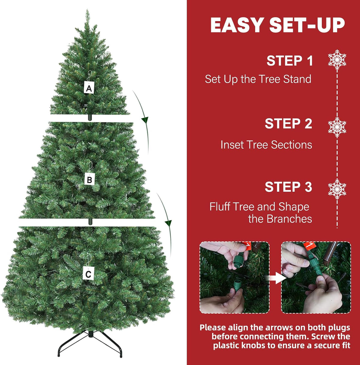 hykolity 7.5 ft prelit christmas tree with 1,450, front angle view