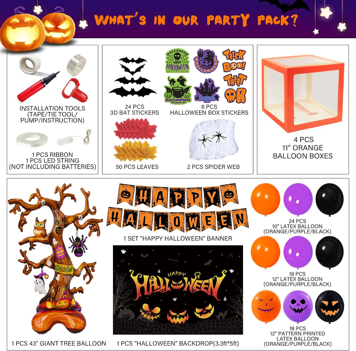 halloween party decorations kit, 43" giant tree balloon shown in use