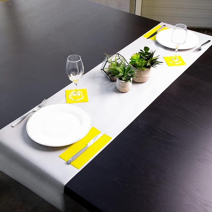 American Homestead Paper Table Runner Roll - 78 ft. Disposable Linen-Like Table Cover Roll - 20 Perforated Table Runners (16" x 48") for Parties, Weddings, and Events - Silver Gray