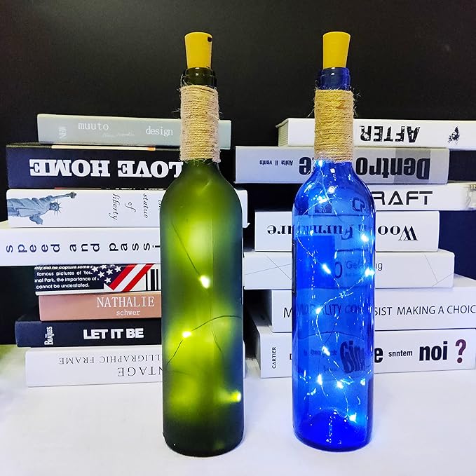 Wine Bottle Lights with Cork 15Pack 10 LED 40 Inches Battery Operated Silver Wire Liquor Fairy Mini String Lights for Party Christmas Halloween Wedding Decoration