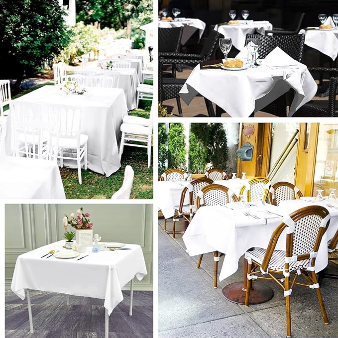 6 Pack White Square Tablecloths 52 x 52 Inch, White Polyester Table Cover for Square Table, Stain and Wrinkle Resistant Washable Fabric Tablecloth, Polyester Tablecloth for Restaurant Banquet Party