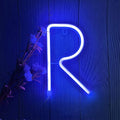 ENUOLI Blue LED Neon Letter Light, USB Batteries Operated Letter Sign for Night Light Lamp Words for Valentines Day, Home, Indoor Wall Decor (R)