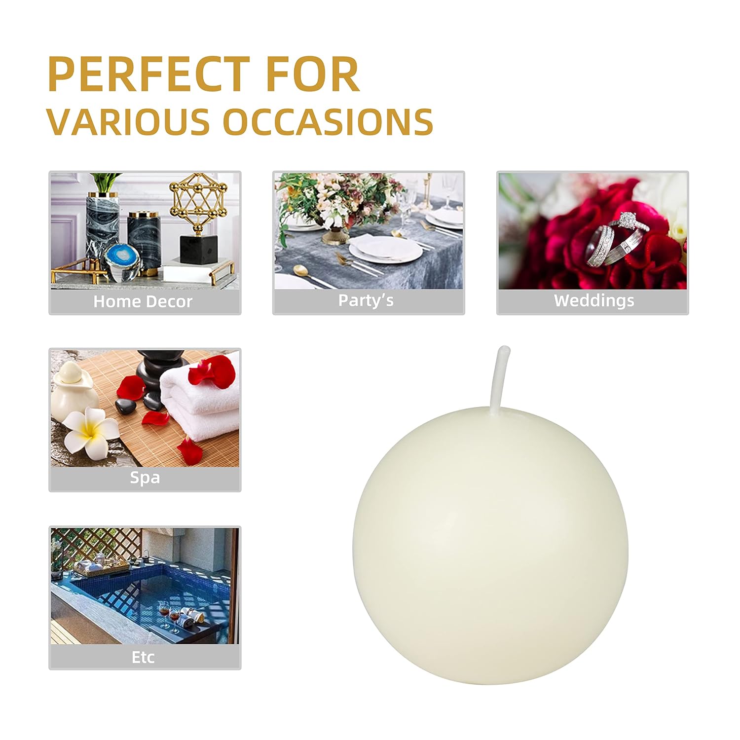 3 Inch Pale Ivory Ball Candles