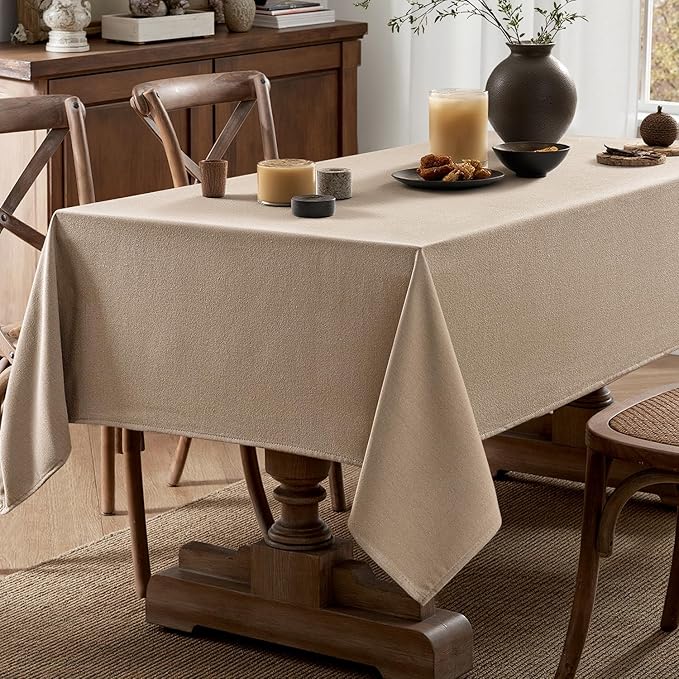 MIULEE Brown Linen Tablecloth 60x84 Inch Rectangle Table Cloth Waterproof,Stain Resistant & Wrinkle Resistant for Dining Party Wedding