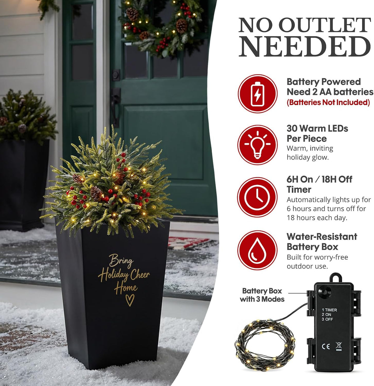 25.5 inch outdoor lighted christmas trees, yard holiday, package contents