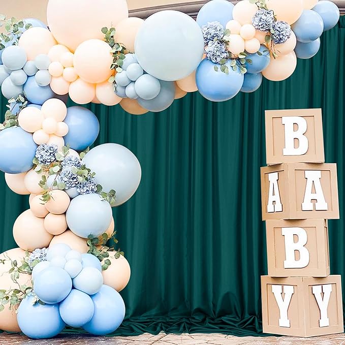MEETSKY 10ft x 10ft Hunter Green Backdrop Curtains for Parties Wedding Curtain Rod Pocket Dark Green Photo Backdrop Sliding Drapes Backdrop Curtains for Photography, 5ft x 10ft, 2 Panels