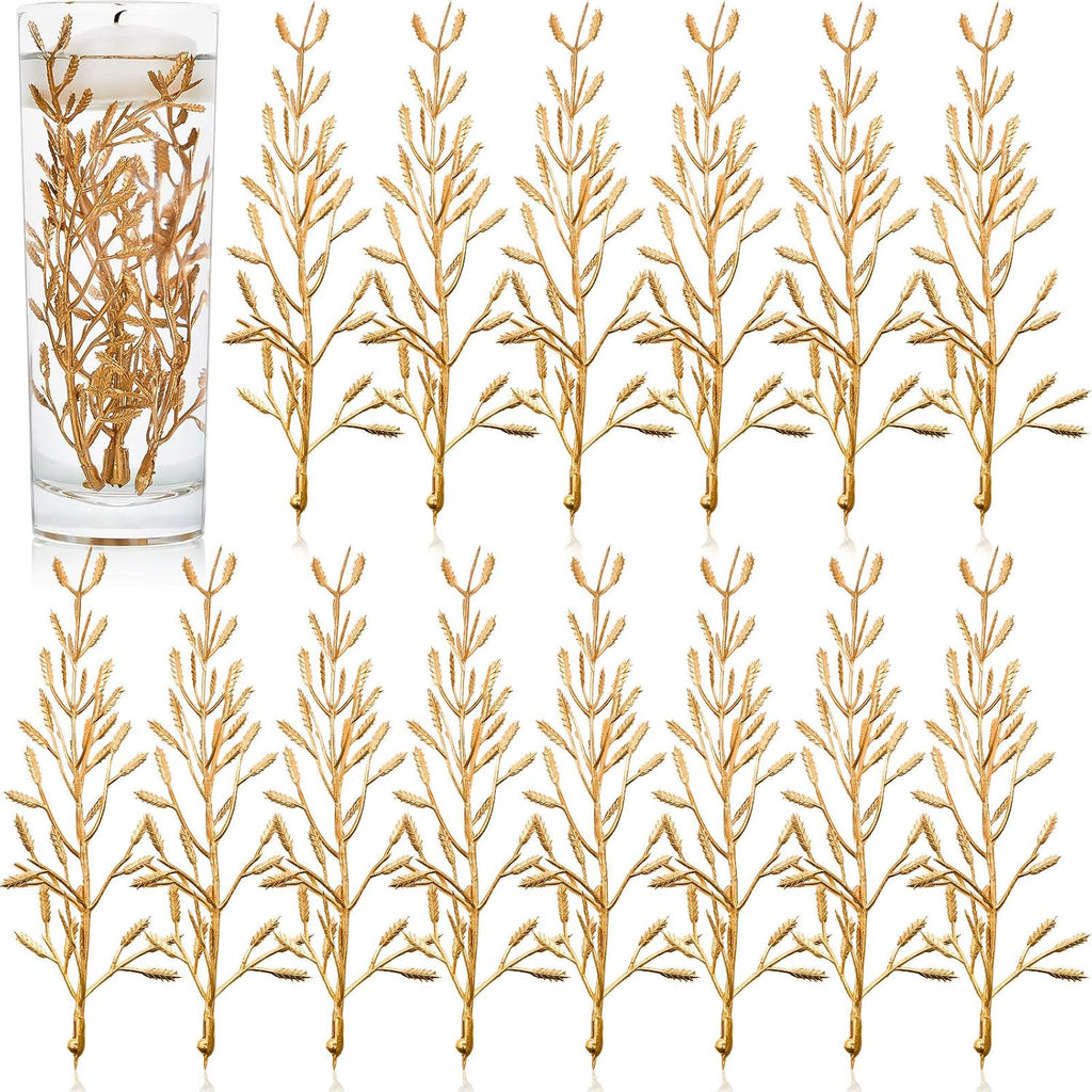 WILLBOND 50 Pcs Faux Flowers for Floating Candles Floating Flowers Vase Fillers for Centerpieces Mini Flower Filler Filling in Cylinder for Wedding Centerpiece Party Decor (Gold)