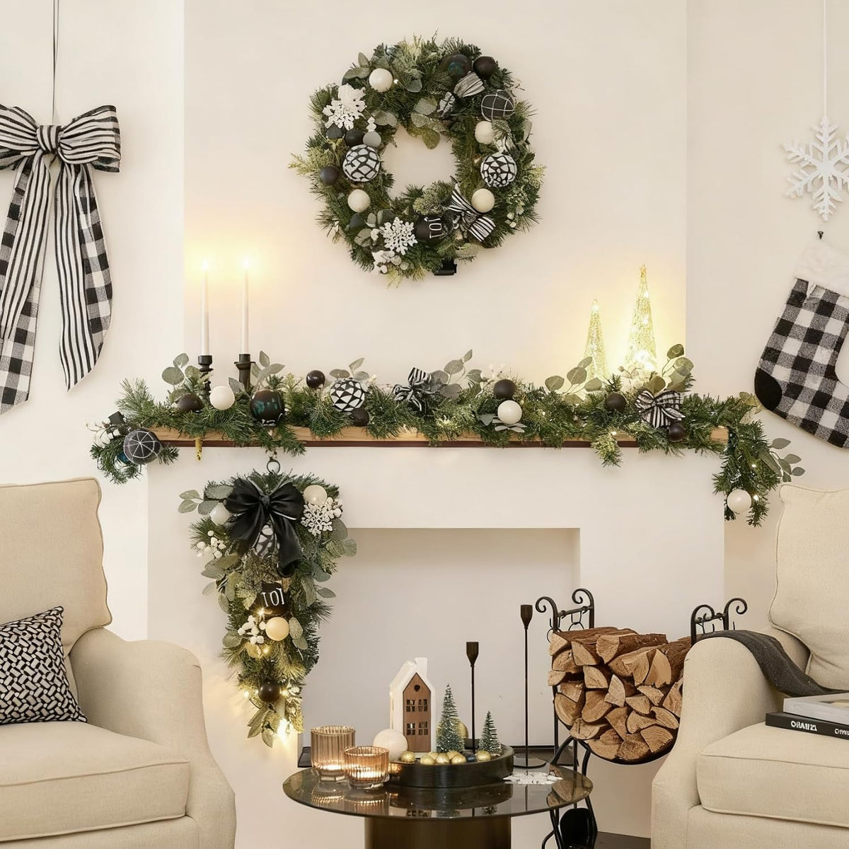 valery madelyn 6ft pre-lit christmas garland with lights shown in use