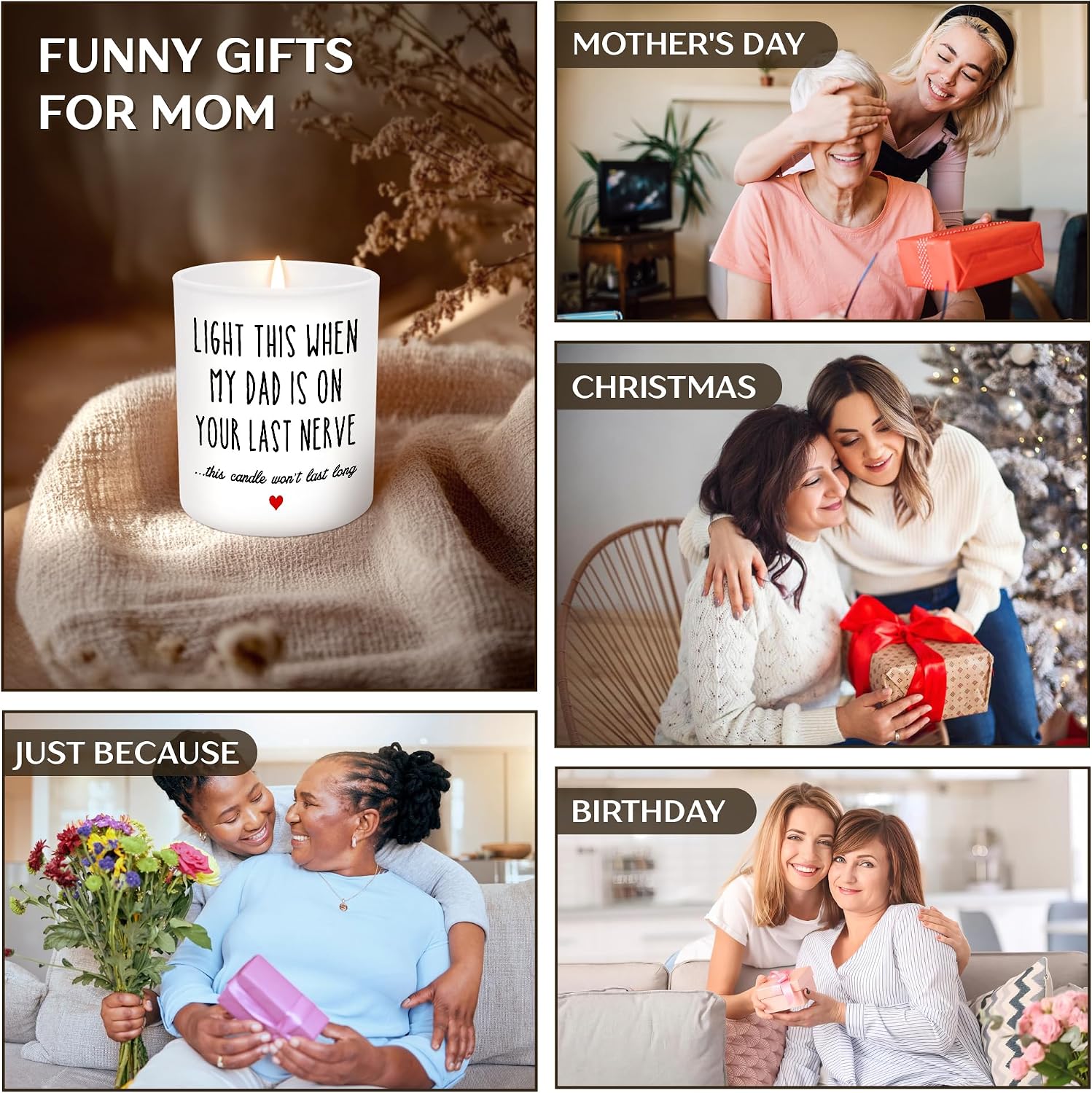 Funny Gifts for Mom - Long Lasting Vanilla Lavender Candle 10 Oz - Birthday Gifts for Mom from Daughter Son, Mothers Gift for Mama Mother in Law, Grandma Gift Ideas