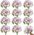 Tigeen Artificial Flowers Artificial Peonies Silk Flowers Faux Peony Fake Peony Silk Hydrangea Bouquet for Wedding Table Centerpiece Floral Vase Decor(Purple,24 Bundles)