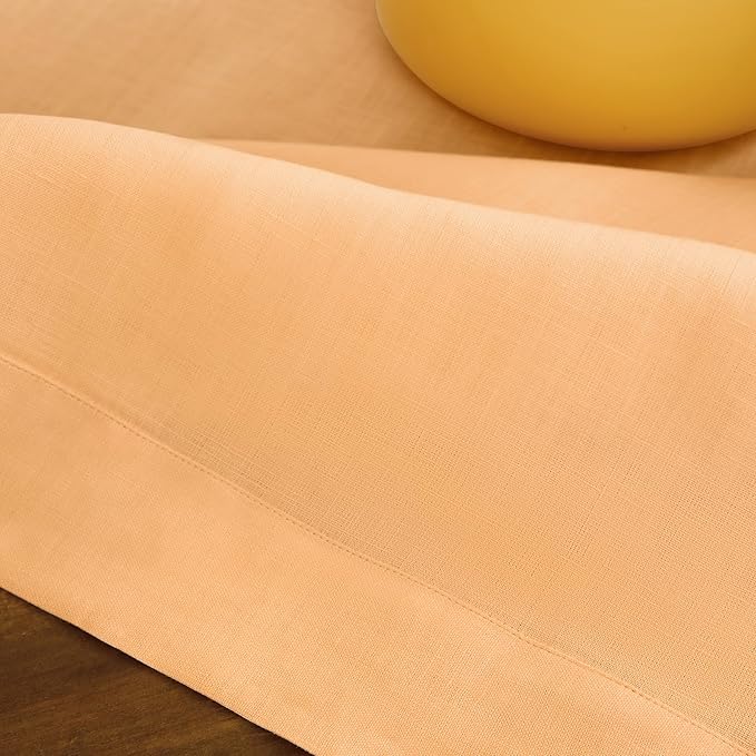Solino Home Linen Tablecloth for Rectangle Tables 60 x 120 Inch - 100% Pure Linen Peach Table Cloth - Fete, Machine Washable Cloth Tablecloth