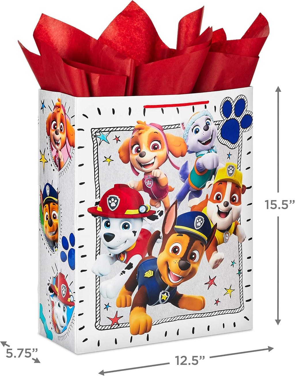 Hallmark 15" Extra Large Paw Patrol Gift Bag with Tissue Paper for Birthdays, Kids Parties, Christmas, Holidays