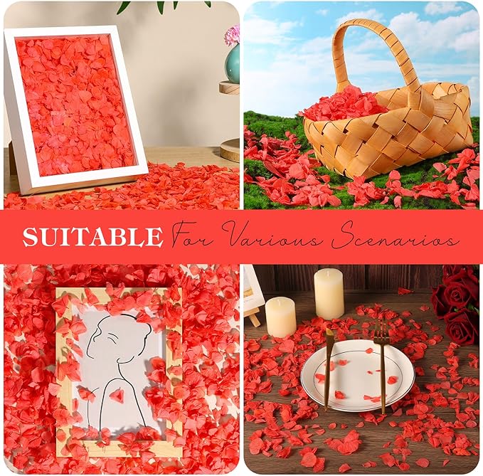 2500 PCS Red Hydrangea Petals 100% Natural Real Flower Petals for Wedding Aisle, Flower Girl Scattering Flowers, Will You Marry Me, Valentines, Romantic Night, Proposal, Anniversary, Special Night