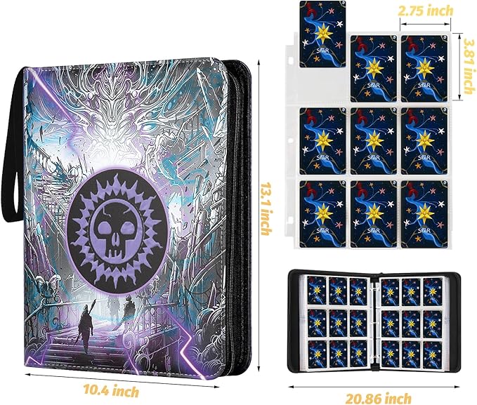Card Binder for MTG Cards, Premium 9 Pocket Card Binder for Trading Cards, 720 Double Sided Pocket Collector Card Album for Standard Cards,Card Collection Folder for YGO/PTCG/Game Cards (Purple Print)