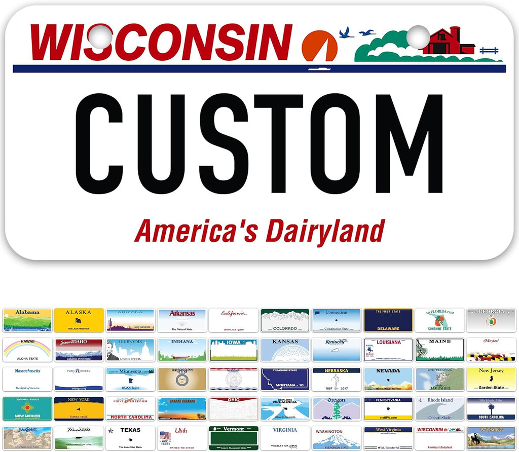 Mini License Plates, Personalized License Plates, Custom for Car, Bikes, ATV, Kids Car, Golf Cart, Jeep, 2x4 Inch, Rust-Free Fade Resistant Aluminum, USA Made By My Sign Center (Wisconsin)