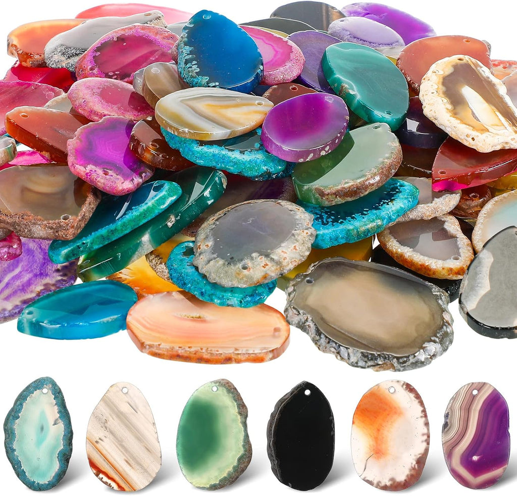 nuenen 50 pcs polished agate slices bulk drilled, main product view