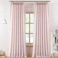 Vision Home Soft Pink Pinch Pleated Semi Sheer Curtains Textured Linen Blended Light Filtering Window Curtains 108 inch for Living Room Bedroom Pinch Pleat Drapes with Hooks 2 Panels 9ft 40" Wx108 L