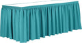 Ultimate Textile Pleat Polyester Fabric Table Skirt - Machine Washable Flame Resistant with Clips for Events, Weddings & Trade Shows, Cut & Sewn in Paterson, NJ - Turquoise, 14' Shirred Pleat
