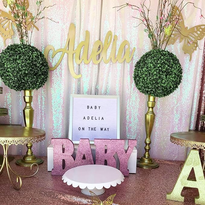 Backdrop Curtains 6 Panels Iridescent Sequin Background 2ftx8ft Glitter Fabric Baby Shower Party Wedding Photo Drapes Backdrop