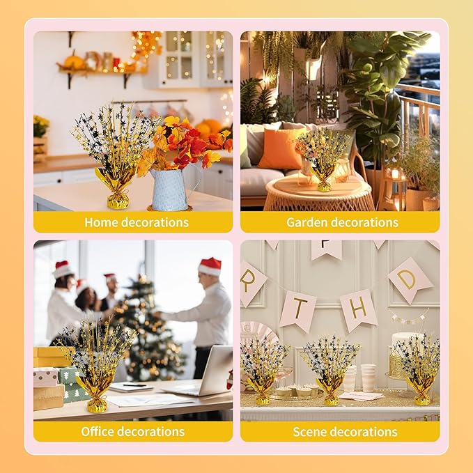 6 Pack Star Table Centerpieces for Party, Birthday Table Decorations for Kids Adults, Party Centerpieces for Tables for Wedding Baby Shower Graduation Holiday Event (Black Gold)