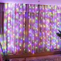 HXWEIYE 300LED Fairy Curtain Lights, 9.8x9.8Ft USB Plug-in 8 Modes Christmas String Hanging Lights with Remote for Bedroom Backdrop Wedding Party Indoor Wall Decor, Multicolor