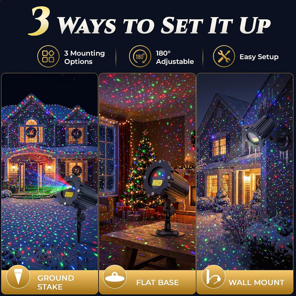 christmas laser light outdoor, 12 effect firefly christma showing dimensions