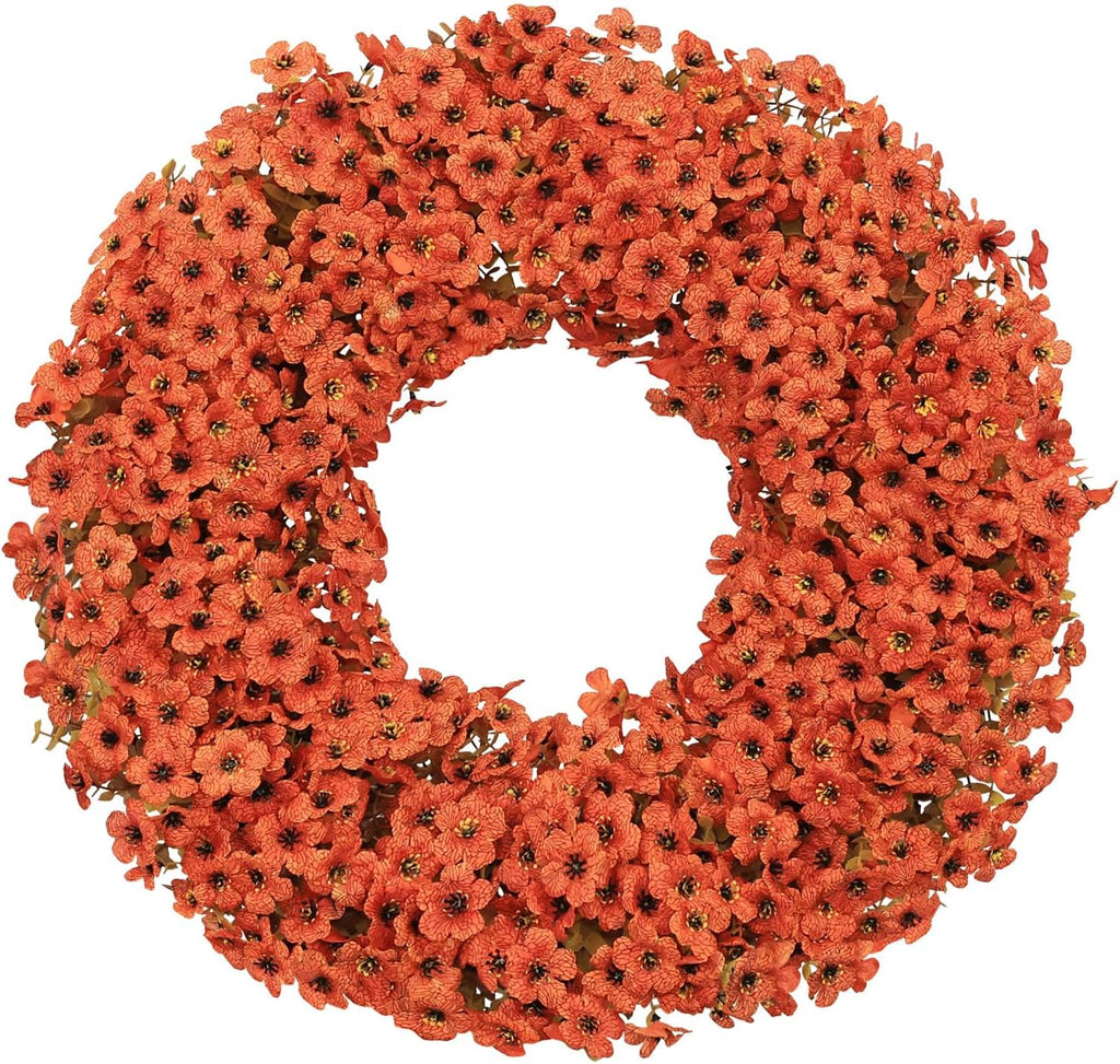 24" orange fall wreath for front door, artificial, main product view