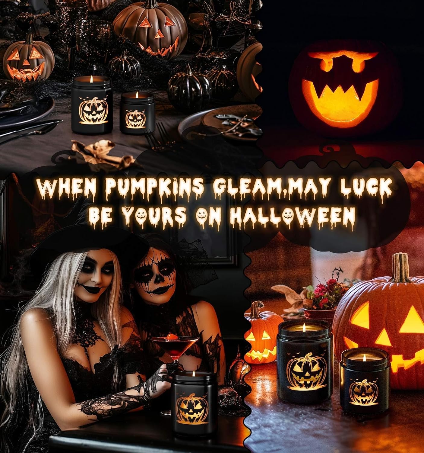 Halloween Candle,Halloween Gifts Candles with LED Pumpkin Face | Fall Candles with Pumpkin Spice Scent Over 40 Hours of Burn Time, Gift for Home Fall Decorations Indoor, 100% Soy Wax