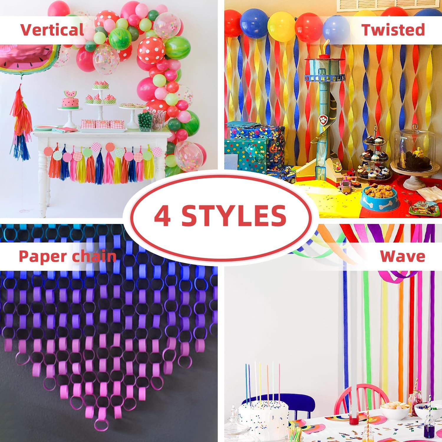 PIGETALE 6 Rolls Rainbow Party Streamers Crepe Paper, Rainbow Party Decorations for Christmas Birthday Wedding Bachelorette Bridal Baby Shower Pride Party Candyland Backdrop DIY Supplies Art Crafts