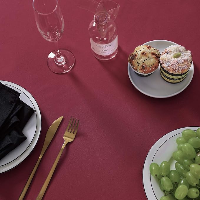 Rectangle Tablecloth 60x120 inch Washable Polyester Fabric Table Cloth for Wedding Party Dining Banquet Decoration（60x120, Burgundy）