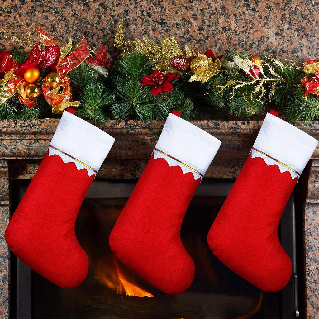Zubebe 36 Pcs 15 Inch Felt Christmas Stockings Stockings Xmas Decoration Stockings Rustic Christmas Santa Stockings for Christmas Party Favors Home Decor (Red)