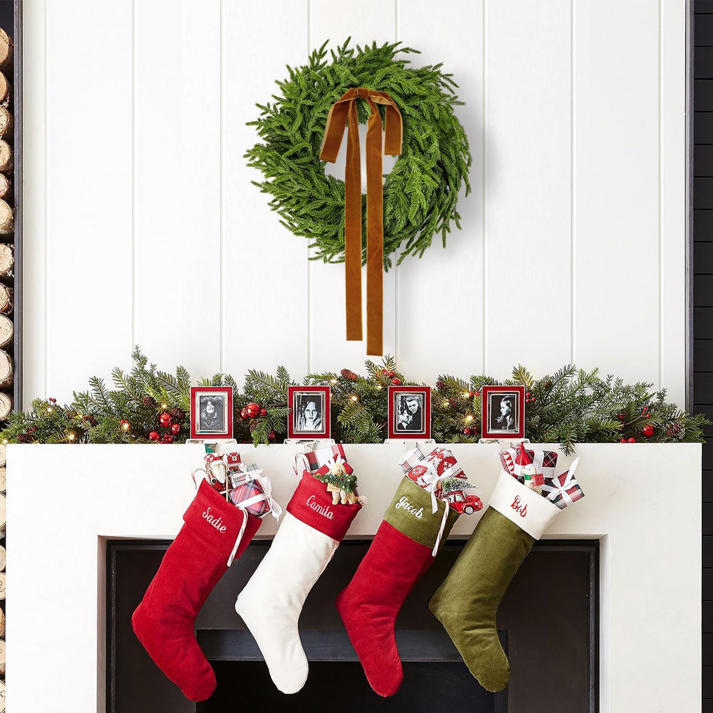 christmas wreaths for front door 22 inch realistic, side view