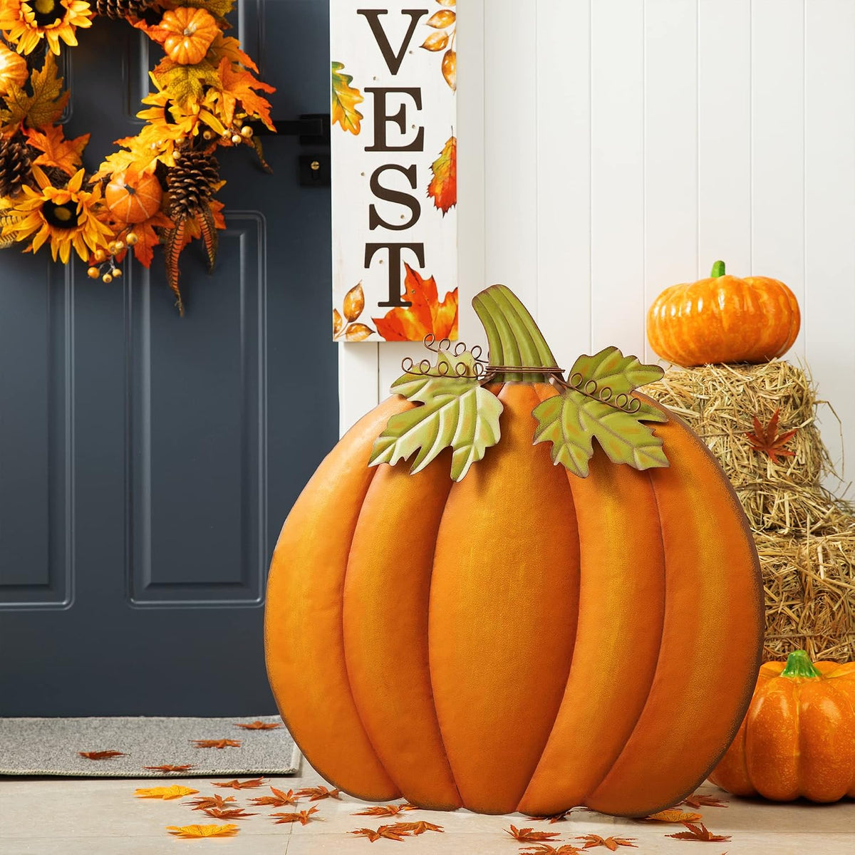 Glitzhome 37.5"H Fall Decorative Yard Signs with Stakes, Oversized Metal...
