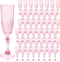 Plastic Champagne Flutes, 48PCS Pink Wine Glasses Goblets Cups Reusable Flute, for Weddings Bachelor Parties Toasting and Events (48, Pink)