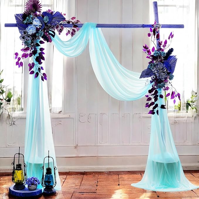 MDS Halloween Chiffon Draping Fabric - 2 Panel, 30" Wide x 75ft Long - Sheer Spooky Arbor & Canopy Drapery for Haunted House Backdrops, Party Ceilings, DIY Costumes & Themed Events - Teal