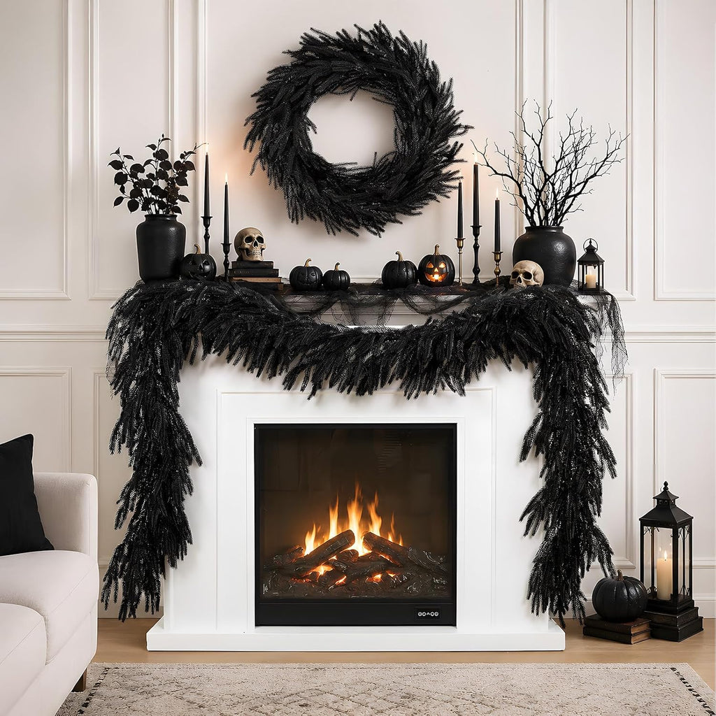 n&t nieting 9ft black garland artificial norfolk pine shown in use