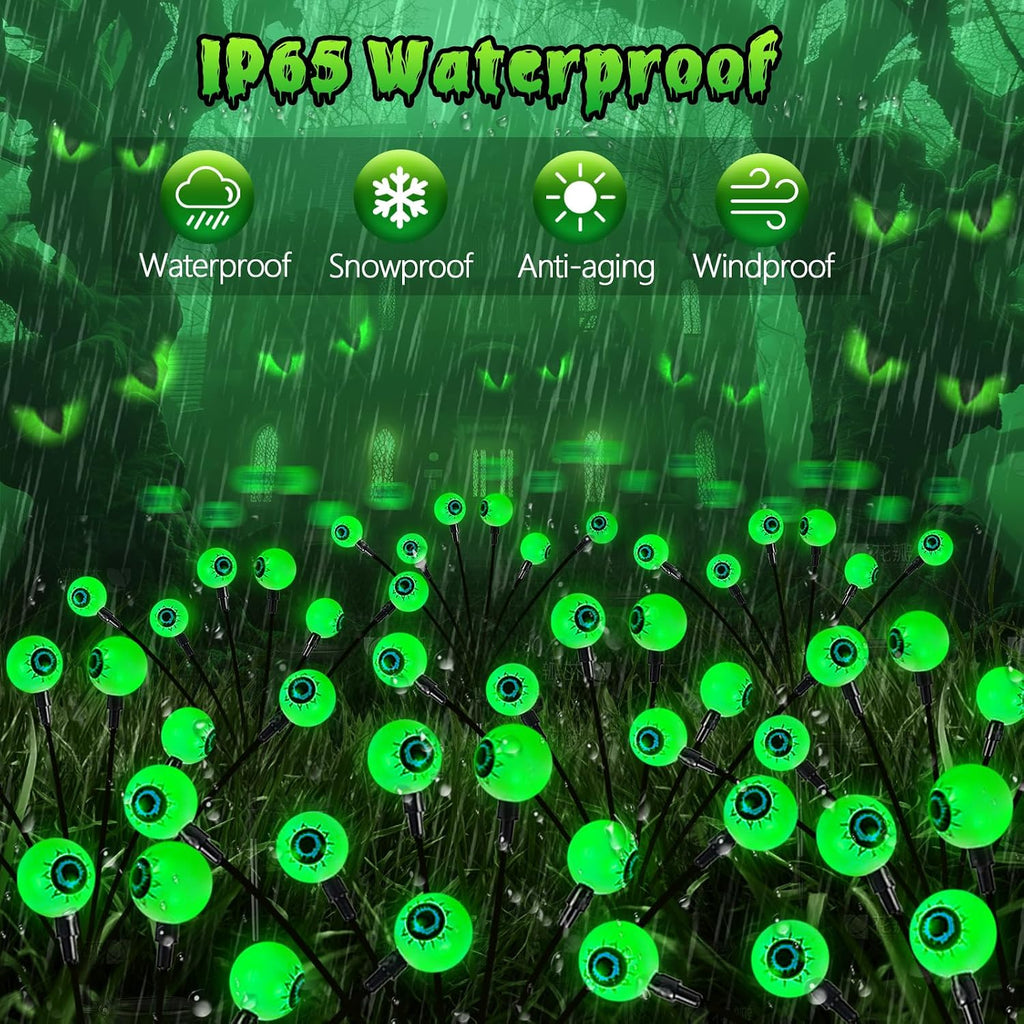 halloween decorations outdoor 36 led green solar eyeball shown in use