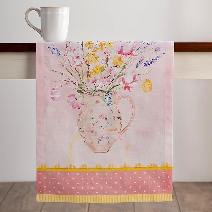 Maison d' Hermine Table Runner 100% Cotton Single Layer Table Runners 72 inches Long Decorative for Kitchen Dining Party Baby Shower Wedding Bridal Shower Spring Summer (Easter Zest, 14.50" x 72")