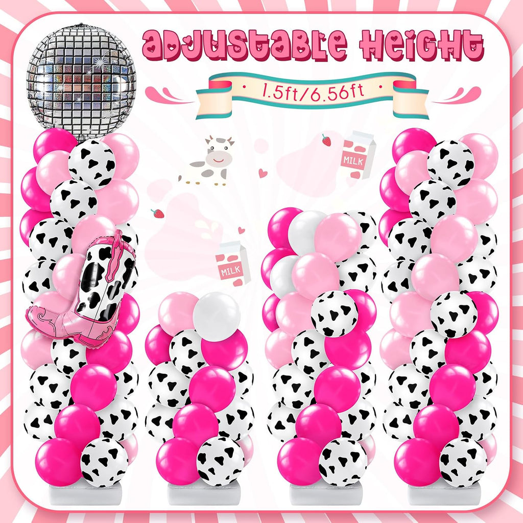 kasyat 2 sets disco cowgirl balloon column stand showing dimensions
