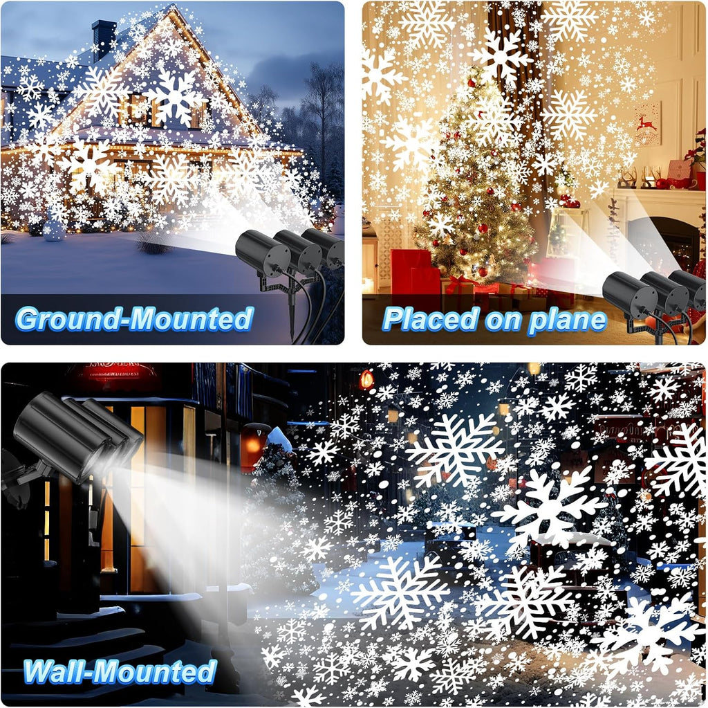 christmas projector lights outdoor, 2025 upgraded triple head showing dimensions