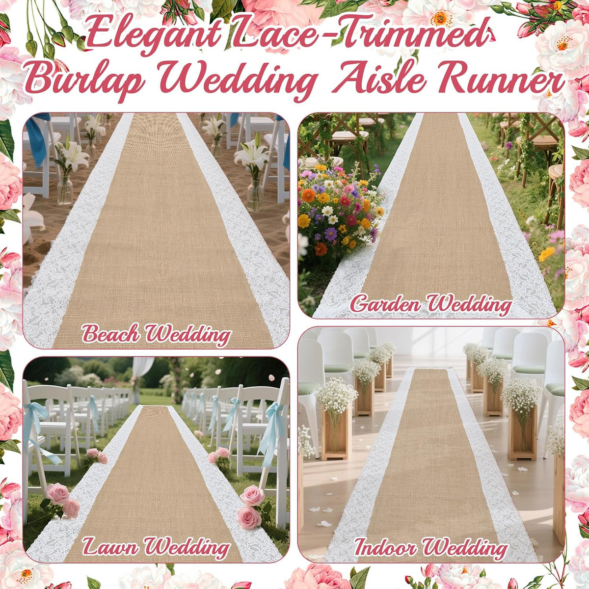Natural Burlap Wedding Runner Aisle for Wedding Ceremony Burlap Aisle Runner ...