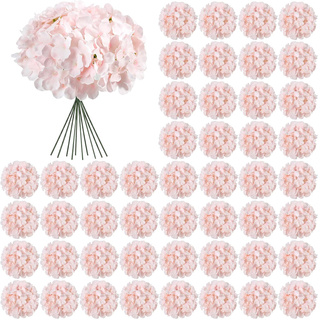 auihiay 64pcs pink hydrangea artificial flowers bulk, silk, main product view