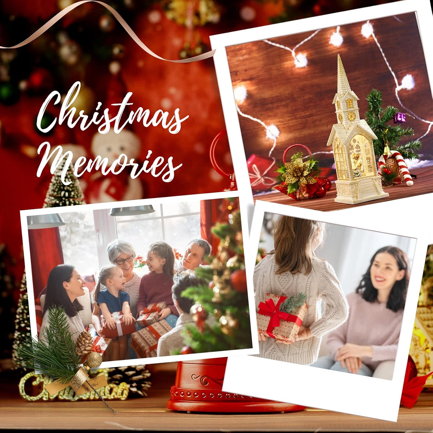 15.3IN Nativity Snow Globe Christmas Decorations,Musical Christmas Snow Globes Churches Lighted Glitter Globe Lantern 6H Timer, Christian Gifts for Christmas Decor