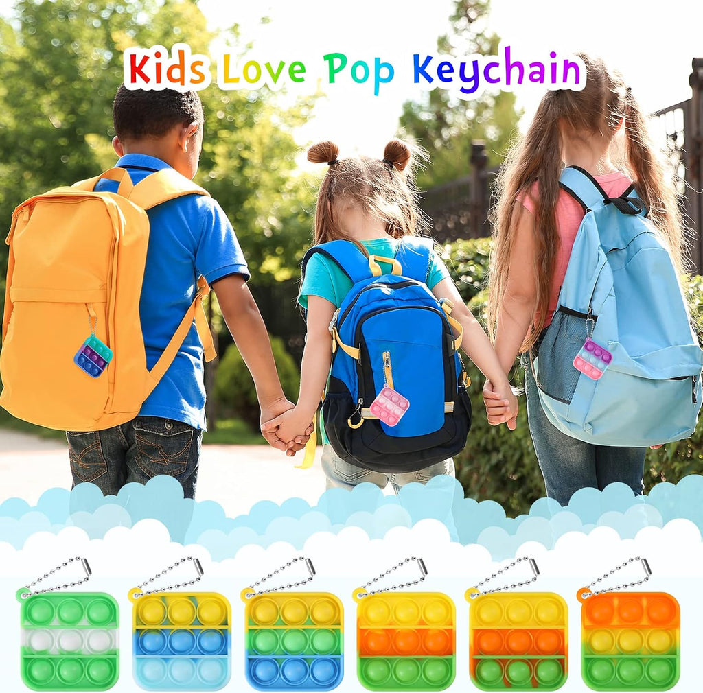 Kids Party Favors Fidget Toys Bulk 30 Pack Mini Pop Fidget Keychain Its Birthday Party Favors for Kids 4-8,8-12 Small Classroom Prizes It Back to School Gifts for Students from Teacher