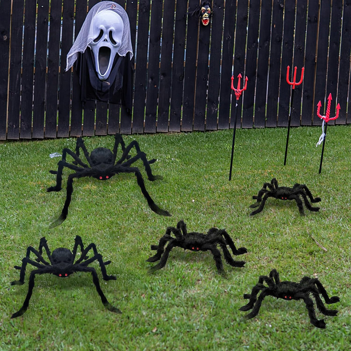 8Pcs Giant Halloween Spiders Decorations Indoor Realistic Hairy Halloween Spi...